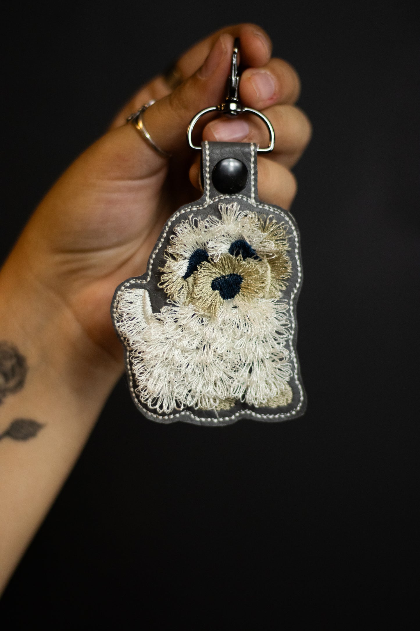 Dog Embroidery Keychain