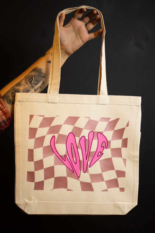 Checkered Love Tote Bag