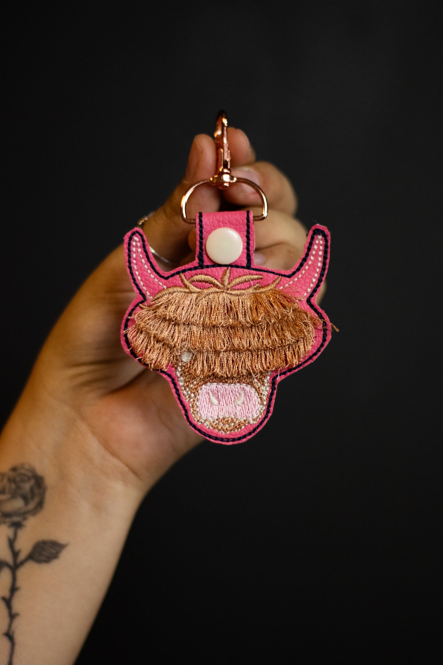 Cow Embroidery Keychain