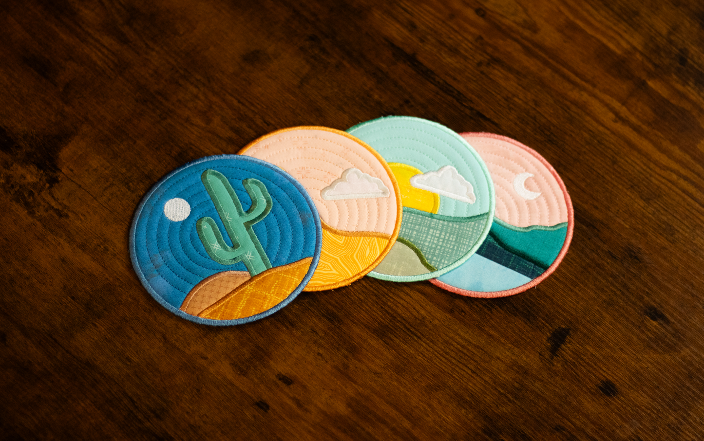 Landscapes Embroidered Coasters (Set of 4)